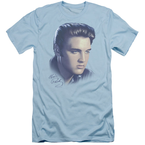 Elvis Presley Big Portrait Men's 30/1 100% Cotton Slim Fit Short-Sleeve T-Shirt