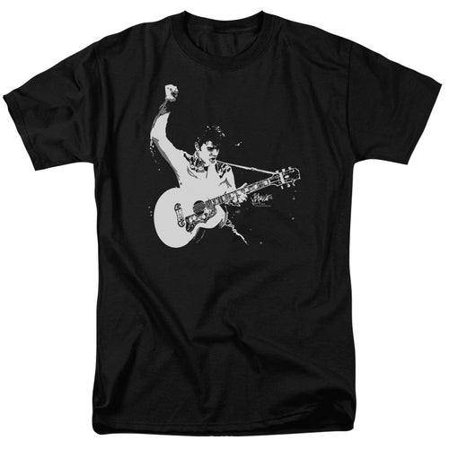 Elvis Presley Black&White Guitarman Men's 18/1 100% Cotton Short-Sleeve T-Shirt