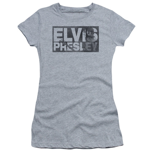 Elvis Presley Block Letters Junior's 30/1 100% Cotton Cap-Sleeve Sheer T-Shirt