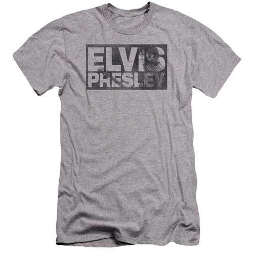 Elvis Presley Block Letters Men's Premium Ultra-Soft 30/1 100% Cotton Slim Fit T-Shirt - Eco-Friendly - Made In The USA