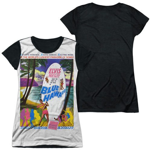 Elvis Presley Blue Hawaii Junior's Black Back 100% Polyester Cap-Sleeve T-Shirt