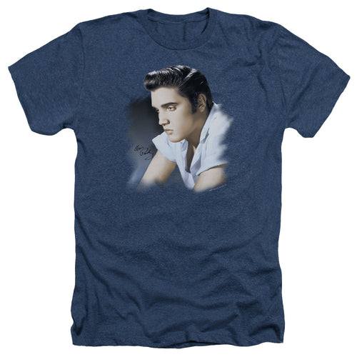 Elvis Presley Blue Profile Men's 30/1 Heather 60% Cotton 40% Poly Short-Sleeve T-Shirt