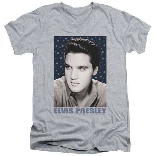Elvis Presley Blue Sparkle Men's 30/1 100% Cotton Slim Fit V-Neck T-Shirt