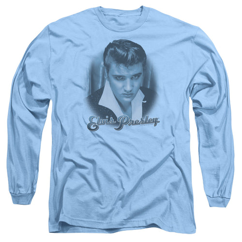 Elvis Presley Blue Suede Fade Men's 18/1 Long Sleeve 100% Cotton T-Shirt