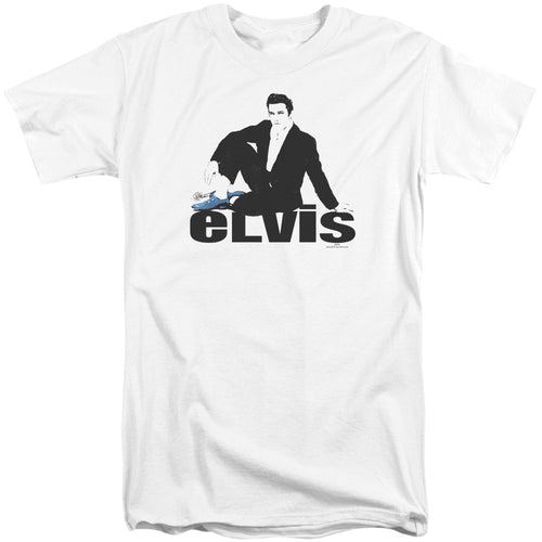 Elvis Presley Blue Suede Men's 18/1 Tall 100% Cotton Short-Sleeve T-Shirt