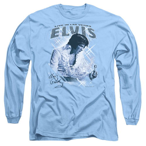 Elvis Presley Blue Vegas Men's 18/1 Long Sleeve 100% Cotton T-Shirt