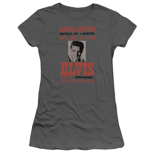 Elvis Presley Buffalo 1956 Junior's 30/1 100% Cotton Cap-Sleeve Sheer T-Shirt