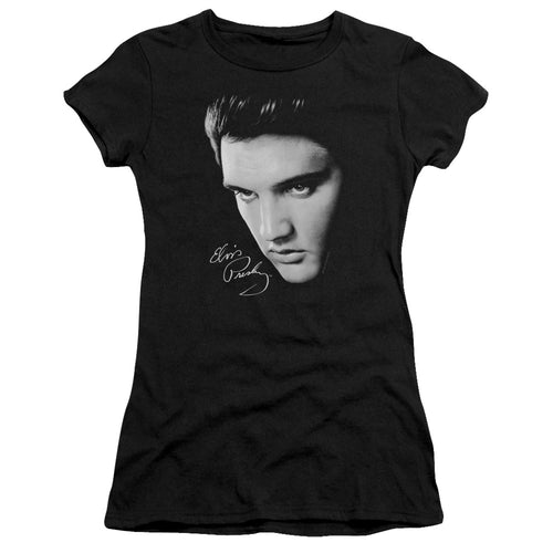 Elvis Presley Special Order Face Junior's 30/1 100% Cotton Cap-Sleeve Sheer T-Shirt