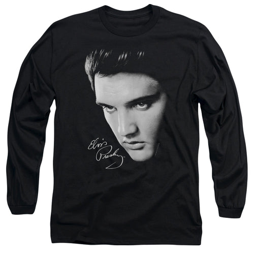 Elvis Presley Face Men's 18/1 Long Sleeve 100% Cotton T-Shirt