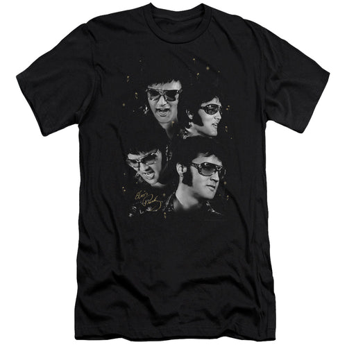 Elvis Presley Faces Men's Premium Ultra-Soft 30/1 100% Cotton Slim Fit T-Shirt - Eco-Friendly - Made In The USA