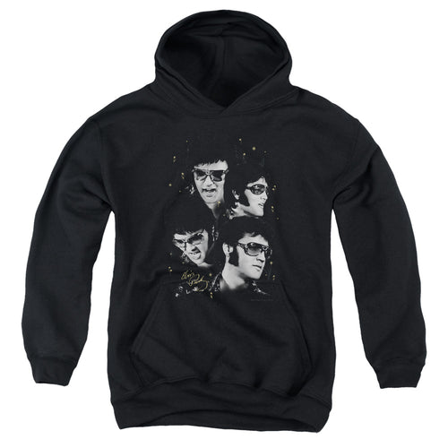 Elvis Presley Faces Youth 50% Cotton 50% Poly Pull-Over Hoodie