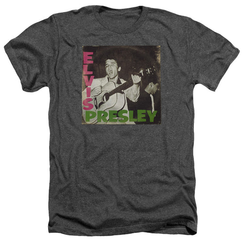 Elvis Presley First Lp Men's 30/1 Heather 60% Cotton 40% Poly Short-Sleeve T-Shirt