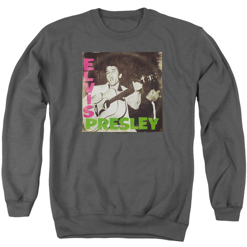 Elvis Presley First Lp Men's Crewneck 50% Cotton 50% Poly Long-Sleeve Sweatshirt