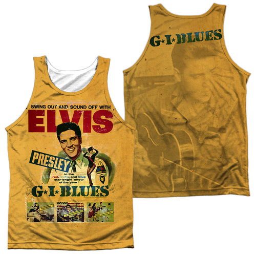Elvis Presley Gi Blues (Front/Back Print) Men's Regular Fit 100% Polyester Tank Top
