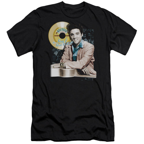 Elvis Presley Special Order Gold Record Men's Premium Ultra-Soft 30/1 100% Cotton Slim Fit T-Shirt - Eco-Friendly - Made In The USA