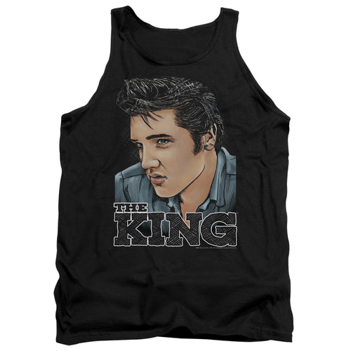 Elvis Presley Graphic King Men's 18/1 100% Cotton Tank Top