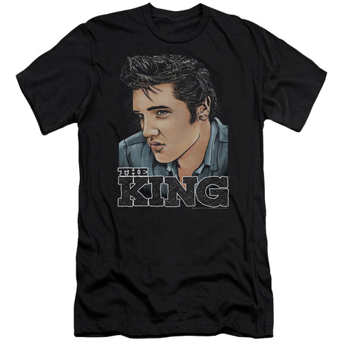 Elvis Presley Graphic King Men's Premium Ultra-Soft 30/1 100% Cotton Slim Fit T-Shirt - Eco-Friendly - Made In The USA