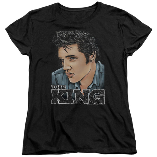 Elvis Presley Graphic King Women's 18/1 100% Cotton Short-Sleeve T-Shirt