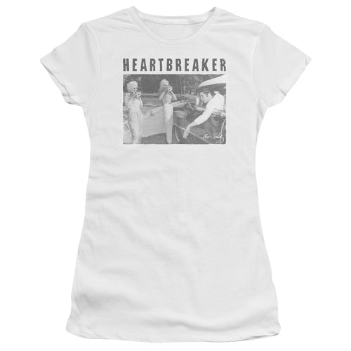 Elvis Presley Heartbreaker Junior's 30/1 100% Cotton Cap-Sleeve Sheer T-Shirt