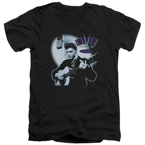 Elvis Presley Special Order Hillbilly Cat Men's 30/1 100% Cotton Slim Fit V-Neck T-Shirt