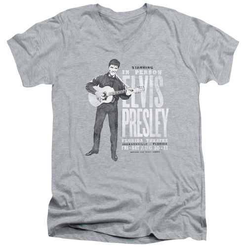 Elvis Presley In Person Men's 30/1 100% Cotton Slim Fit V-Neck T-Shirt