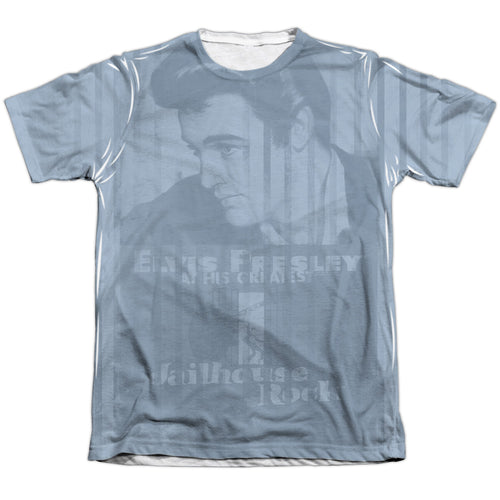 Elvis Presley Special Order Jailhouse Poster All Over Men's Regular Fit 65% Poly 35% Cotton Short-Sleeve T-Shirt