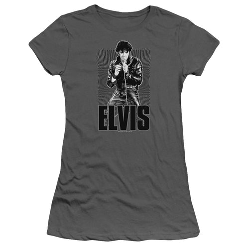 Elvis Presley Leather Junior's 30/1 100% Cotton Cap-Sleeve Sheer T-Shirt