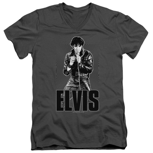 Elvis Presley Leather Men's 30/1 100% Cotton Slim Fit V-Neck T-Shirt