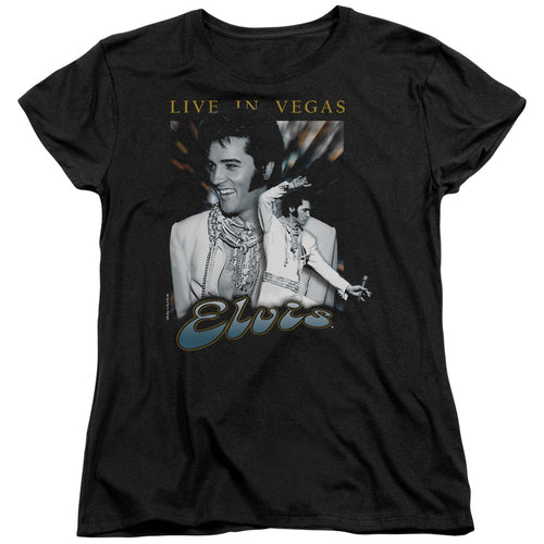 Elvis Presley Live In Vegas Women's 18/1 100% Cotton Short-Sleeve T-Shirt