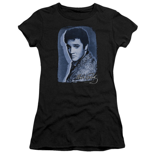 Elvis Presley Overlay Junior's 30/1 100% Cotton Cap-Sleeve Sheer T-Shirt
