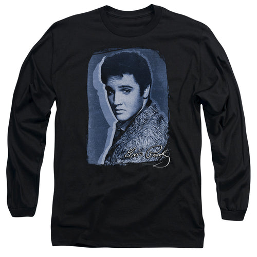 Elvis Presley Overlay Men's 18/1 Long Sleeve 100% Cotton T-Shirt