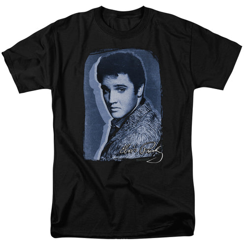 Elvis Presley Overlay Men's 18/1 100% Cotton Short-Sleeve T-Shirt