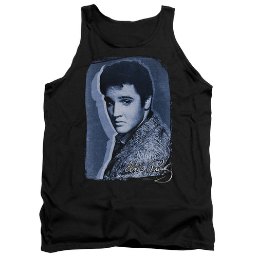 Elvis Presley Overlay Men's 18/1 100% Cotton Tank Top