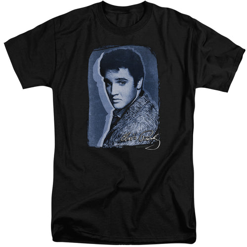 Elvis Presley Overlay Men's 18/1 Tall 100% Cotton Short-Sleeve T-Shirt