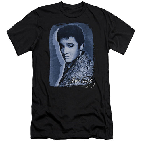 Elvis Presley Overlay Men's Premium Ultra-Soft 30/1 100% Cotton Slim Fit T-Shirt - Eco-Friendly - Made In The USA