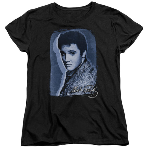 Elvis Presley Overlay Women's 18/1 100% Cotton Short-Sleeve T-Shirt