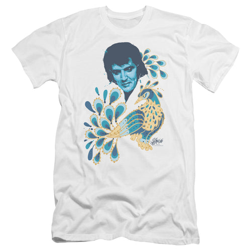 Elvis Presley Peacock Men's Premium Ultra-Soft 30/1 100% Cotton Slim Fit T-Shirt - Eco-Friendly - Made In The USA
