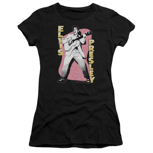 Elvis Presley Pink Rock Junior's 30/1 100% Cotton Cap-Sleeve Sheer T-Shirt