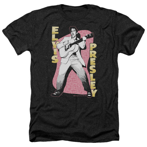 Elvis Presley Pink Rock Men's 30/1 Heather 60% Cotton 40% Poly Short-Sleeve T-Shirt