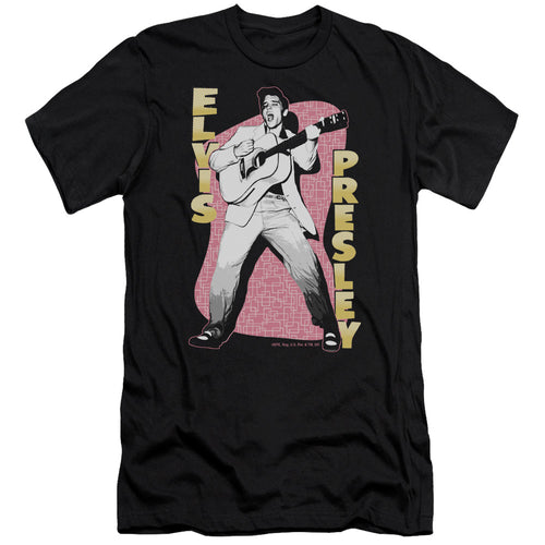 Elvis Presley Pink Rock Men's Premium Ultra-Soft 30/1 100% Cotton Slim Fit T-Shirt - Eco-Friendly - Made In The USA