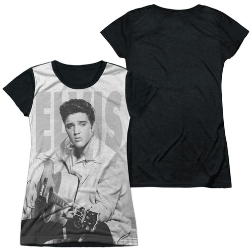 Elvis Presley Special Order Play Me A Song Junior's Black Back 100% Polyester Cap-Sleeve T-Shirt
