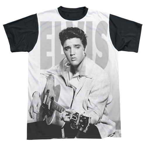 Elvis Presley Play Me A Song Men's Black Back Regular Fit 100% Polyester Short-Sleeve T-Shirt