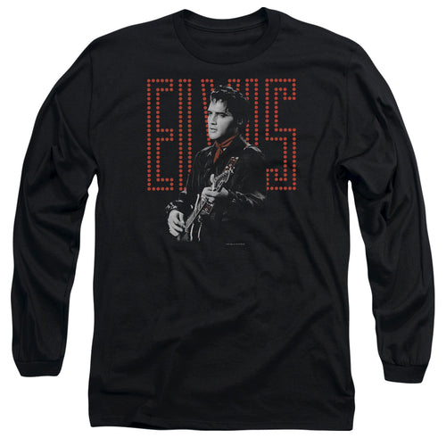 Elvis Presley Red Guitarman Men's 18/1 Long Sleeve 100% Cotton T-Shirt