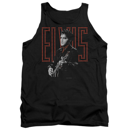 Elvis Presley Red Guitarman Men's 18/1 100% Cotton Tank Top