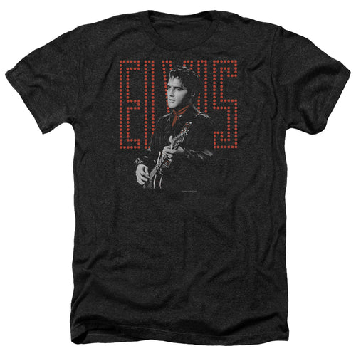 Elvis Presley Red Guitarman Men's 30/1 Heather 60% Cotton 40% Poly Short-Sleeve T-Shirt