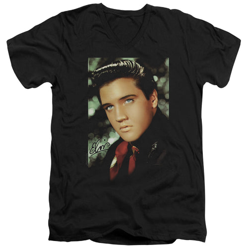 Elvis Presley Special Order Red Scarf Men's 30/1 100% Cotton Slim Fit V-Neck T-Shirt