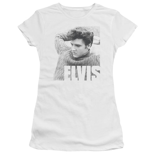 Elvis Presley Relaxing Junior's 30/1 100% Cotton Cap-Sleeve Sheer T-Shirt