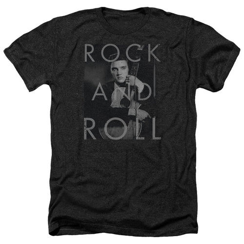 Elvis Presley Rock And Roll Men's 30/1 Heather 60% Cotton 40% Poly Short-Sleeve T-Shirt
