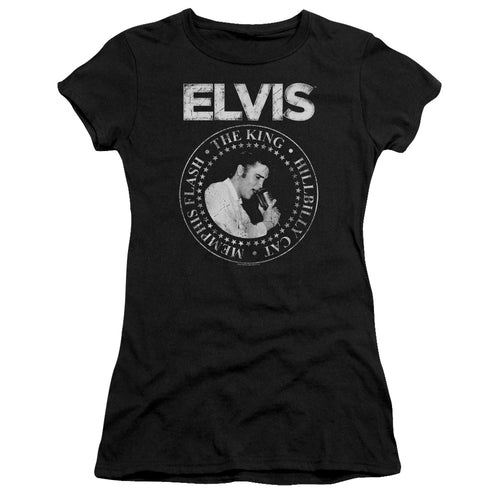 Elvis Presley Rock King Junior's 30/1 100% Cotton Cap-Sleeve Sheer T-Shirt