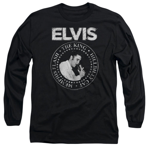 Elvis Presley Rock King Men's 18/1 Long Sleeve 100% Cotton T-Shirt